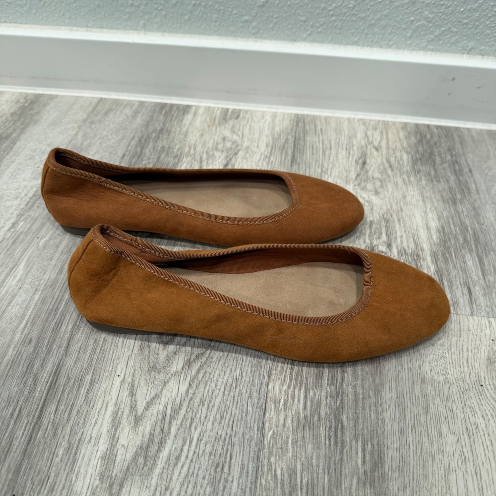 Gap Womens Cognac Brown Faux Suede Ballet Flats Round Toe Slip On Shoes Size 7